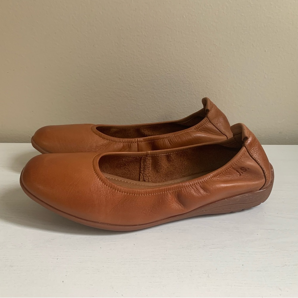 Josef Seibel Fenja 01 Camel Brown Leather Ballet Flats Size 37